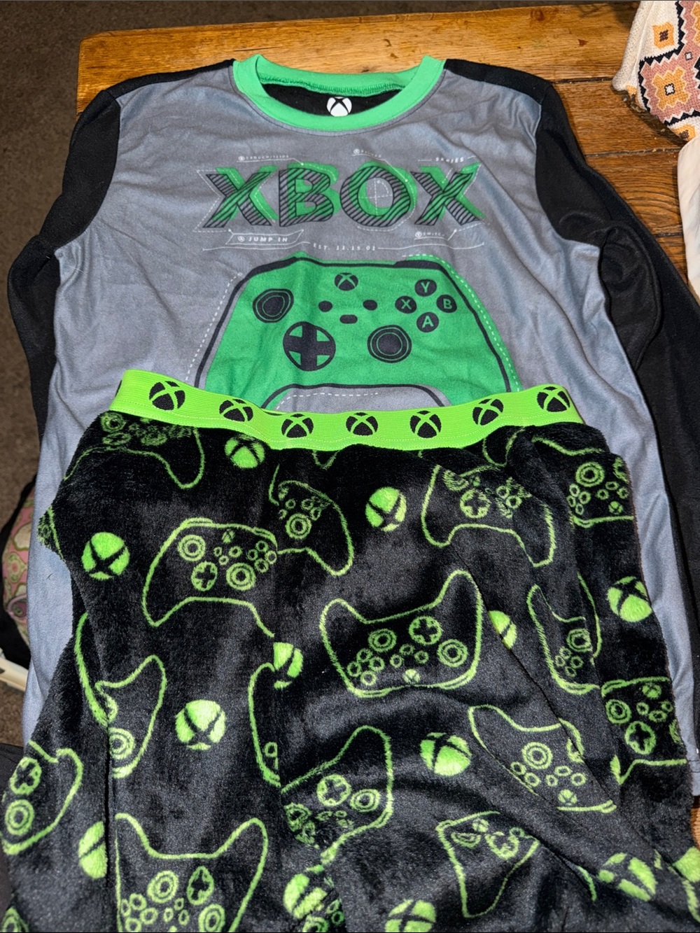 Green & Black Kids Pajama Set - Branding